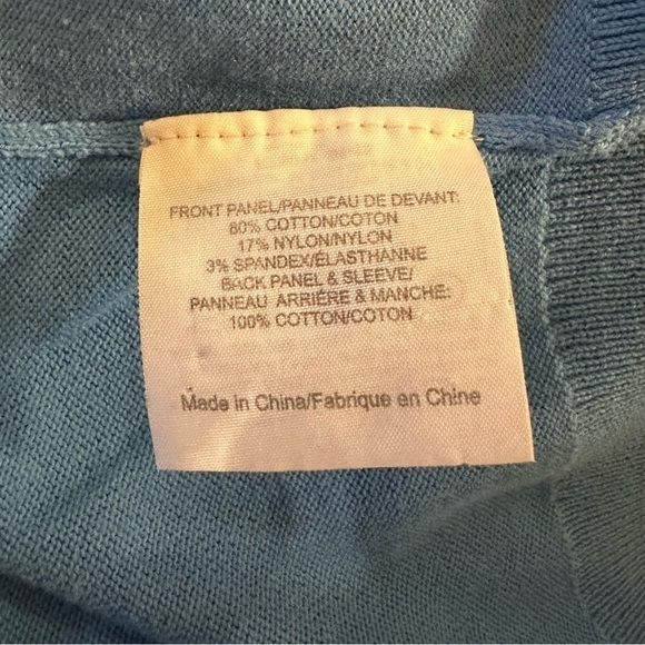 Tory Burch Color Block Solid Light Blue Cardigan Sweater Logo Buttons Sz XS - Picture 7 of 9